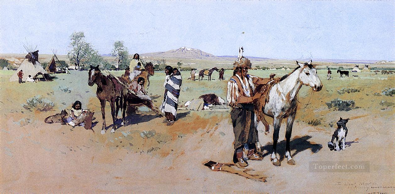インディアンの野営地2 西部先住民ヘンリー・ファーニー油絵